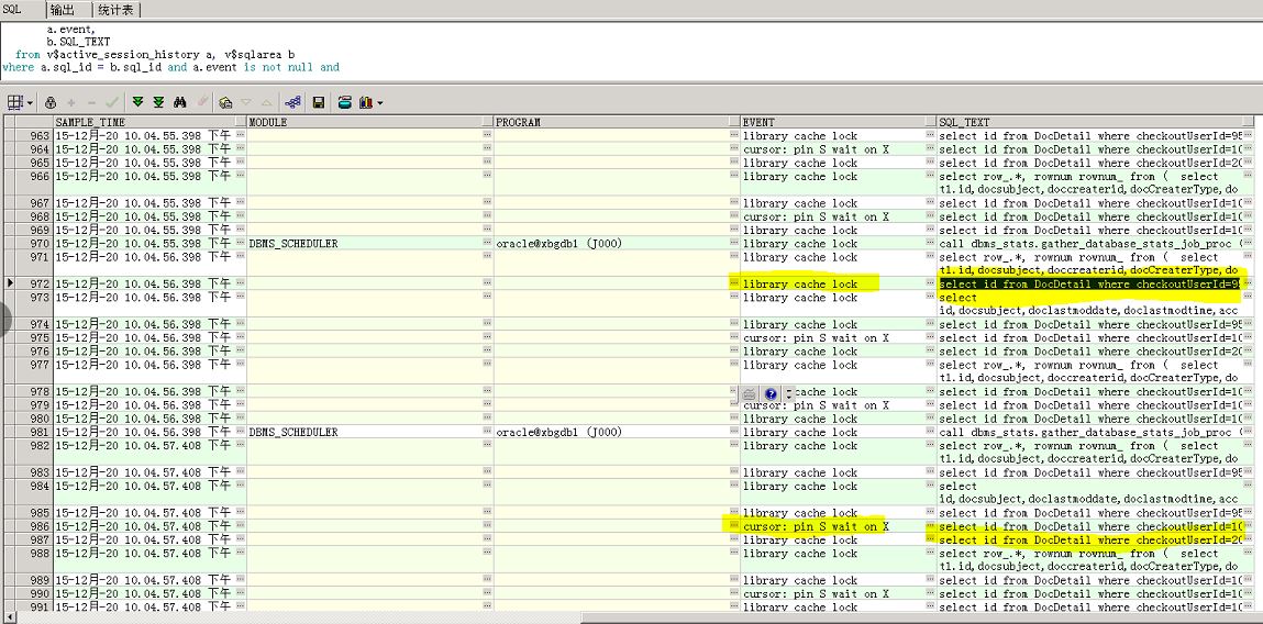 统计信息搜集加SQL硬编码导致library cache lock 和cursor pin wait on x_统计信息是收集 cache
