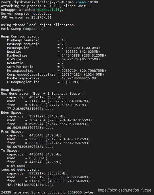 Ubuntu jmap -heap 命令出现:unknown CollectedHeap type : class sun.jvm.hotspot.gc_interface 