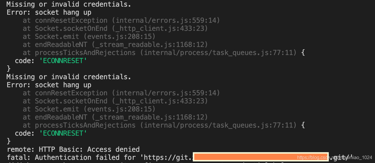 修改远程git仓库密码 - 报错 fatal: Authentication failed for_missing or invalid ...