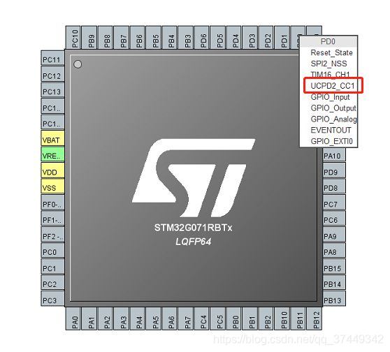 stm32g070的PD0/PD2 PA8和PB15