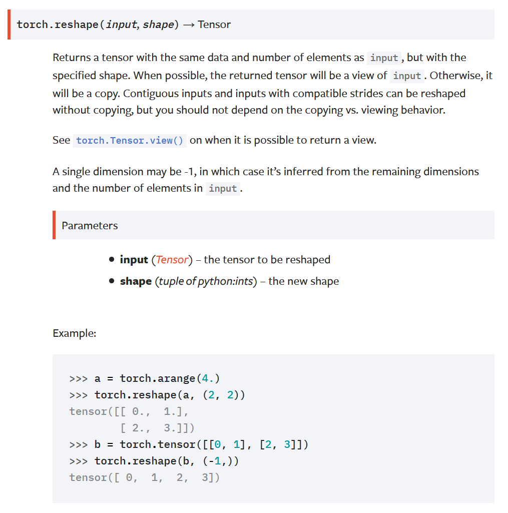 torch.reshape(input, shape)函数使用举例_inputs.reshapeCSDN博客