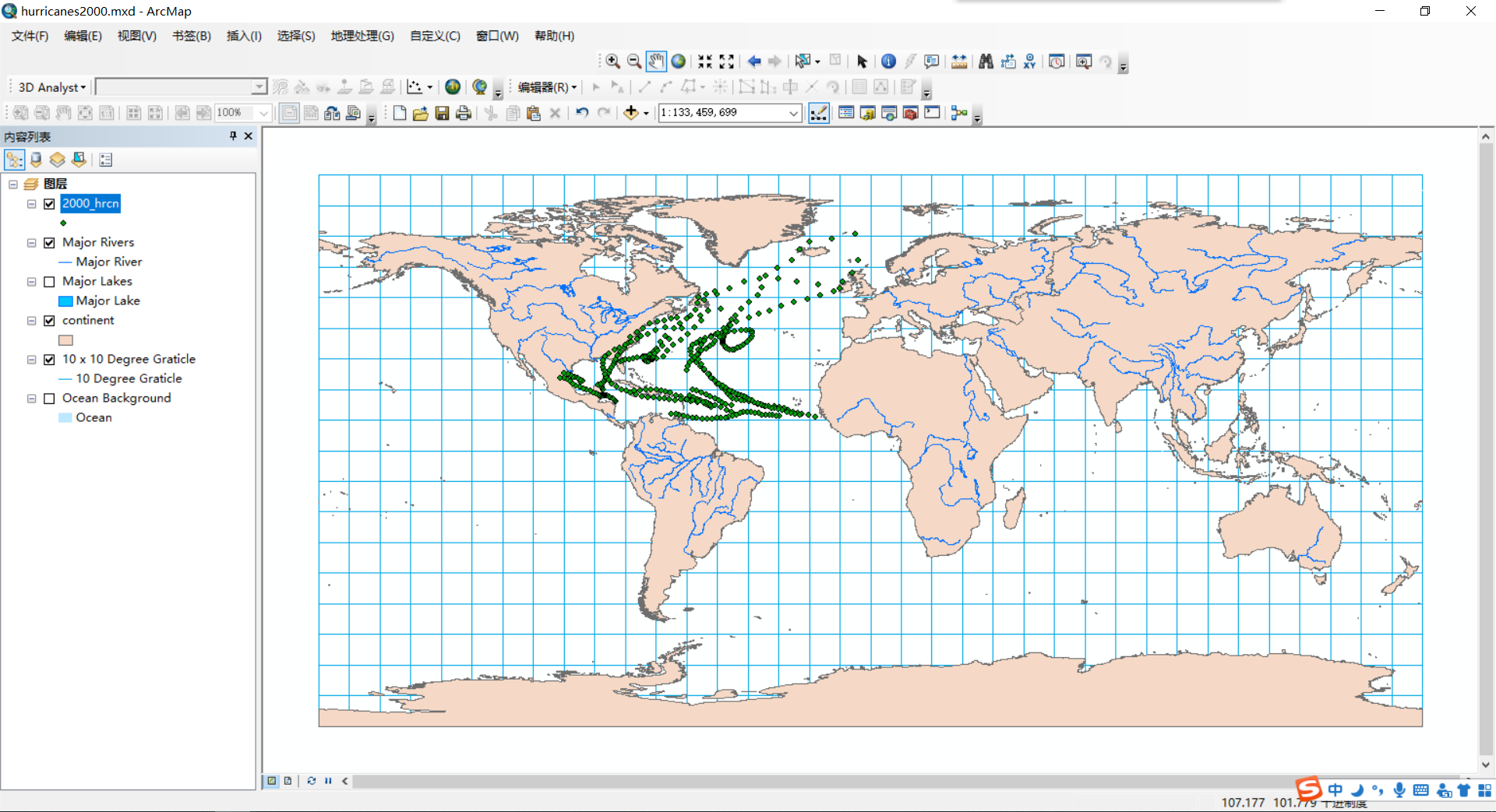 ArcGIS实验教程——实验二十七：时态数据可视化----以飓风路径为例