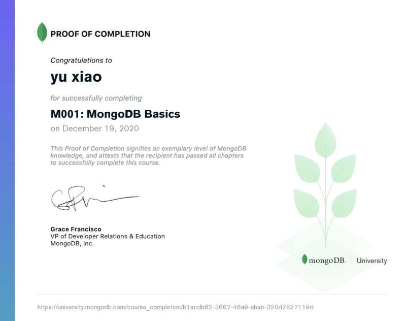 MongoDB University课程M001: MongoDB Basics 学习笔记