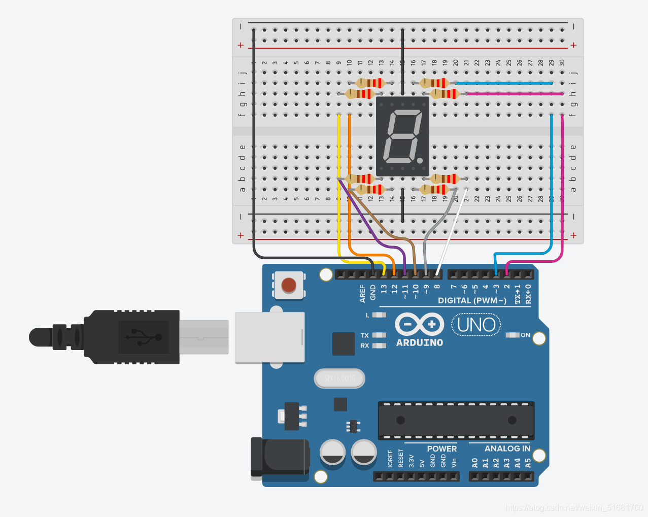 基于arduino的串口控制数码管（5611AH）显示数字（初学，入门级附代码）
