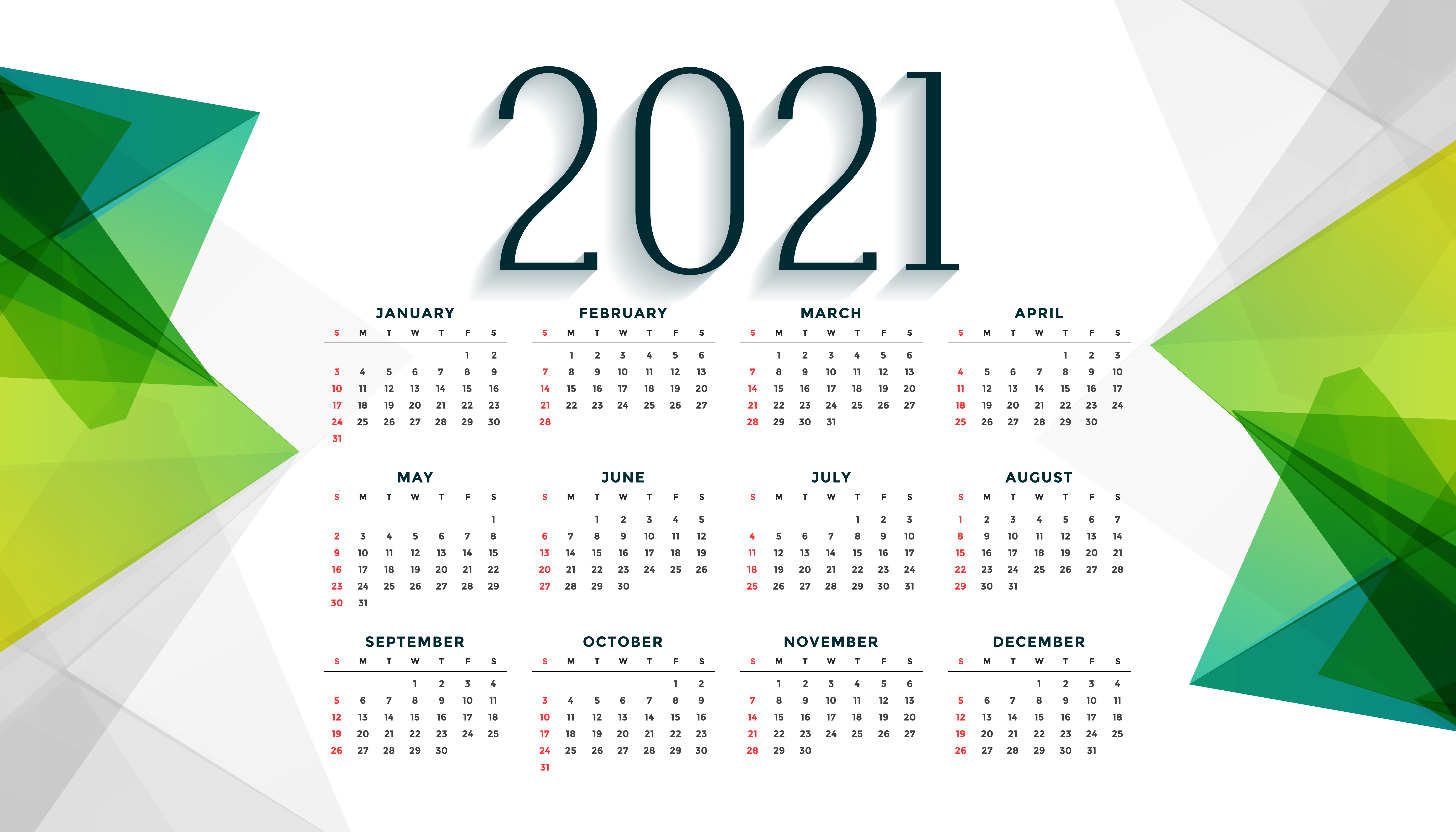 2021日历全年表高清图片