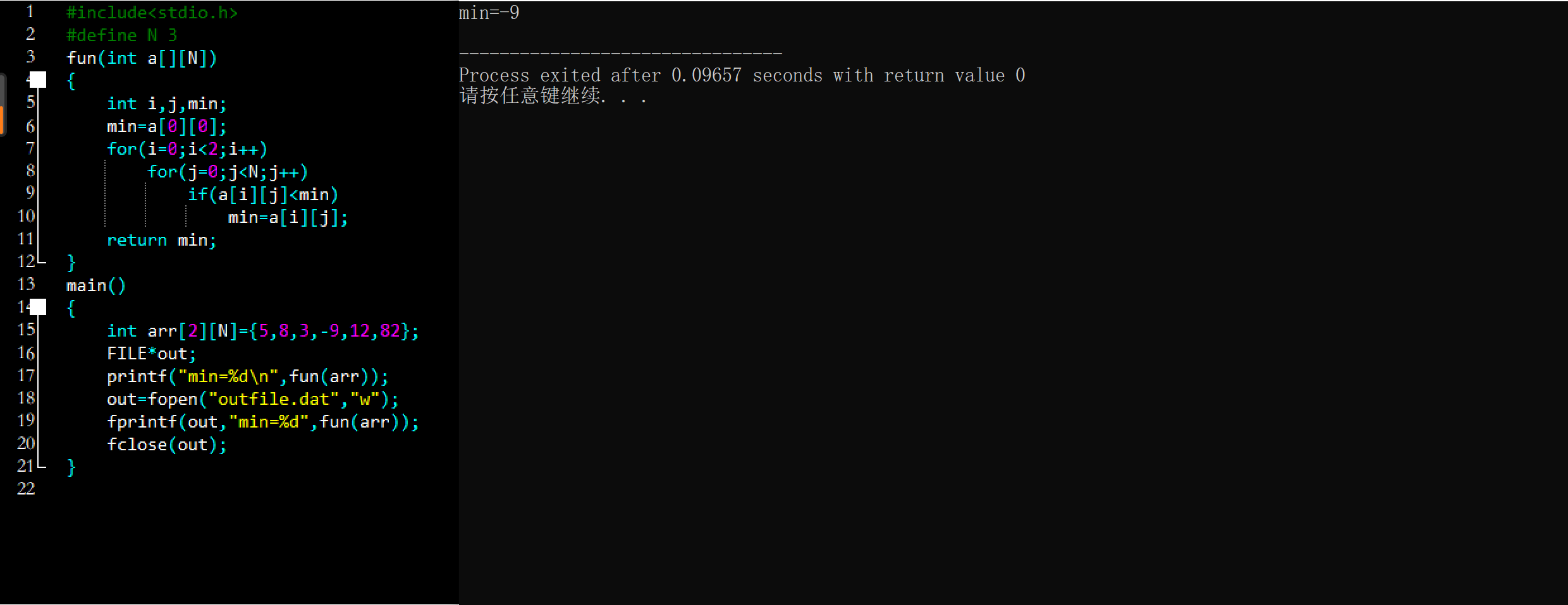 C语言编程 第九周 请编写一个函数fun 它的功能是 求出一个2 M整型二维数组中最小元素的值 并将最小值返回调用函数 朽木自雕i的博客 程序员宅基地