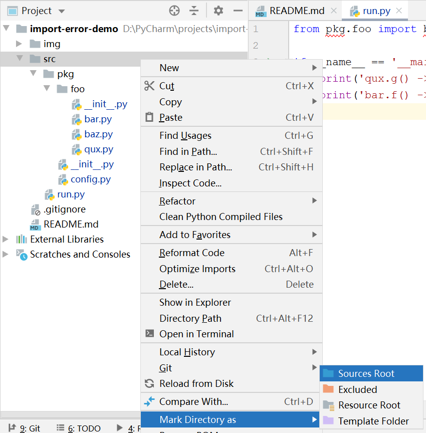 标记src目录为源代码根目录