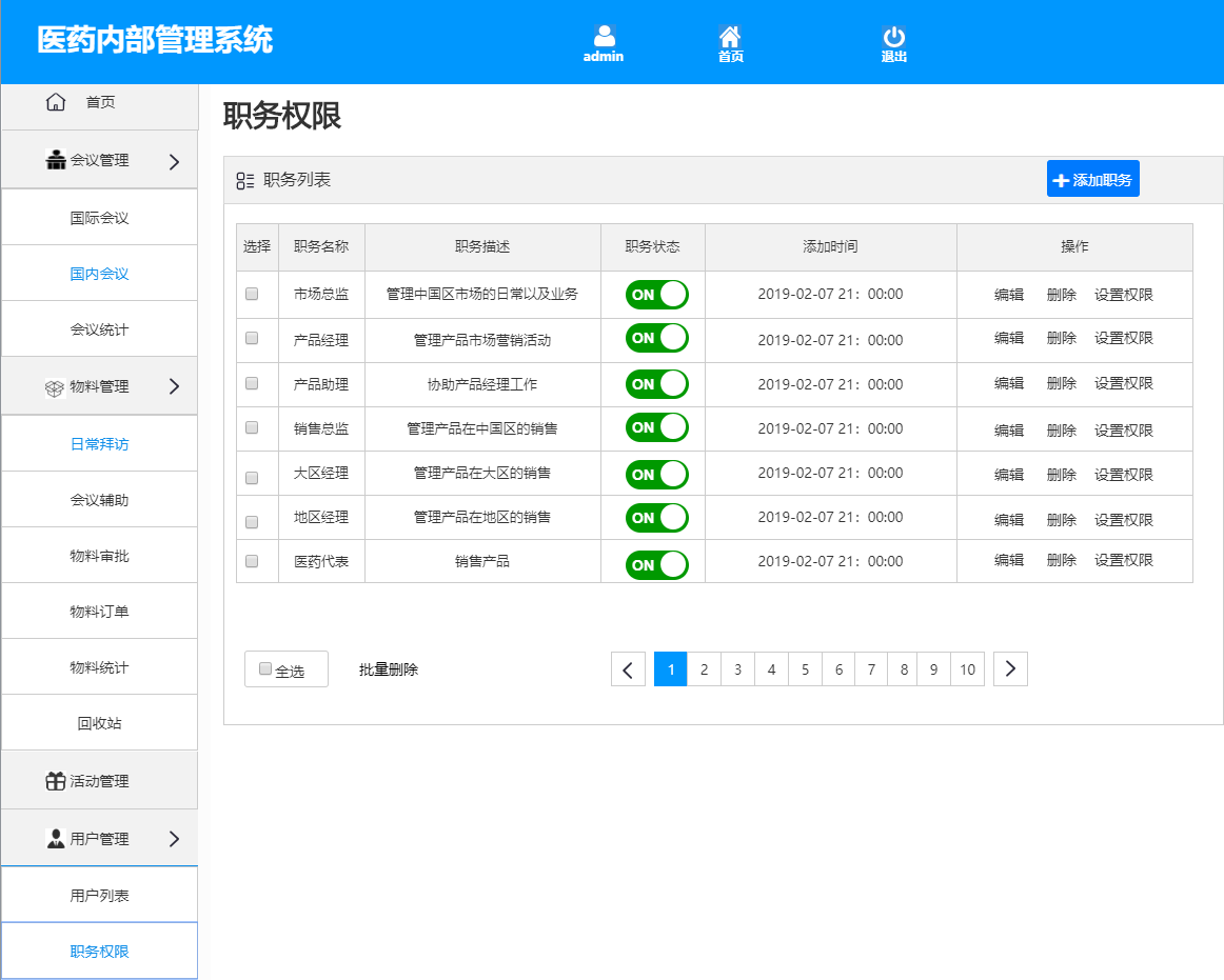 web端後臺管理系統原型-用戶管理-職務權限