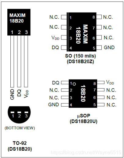 DS18B20管脚图