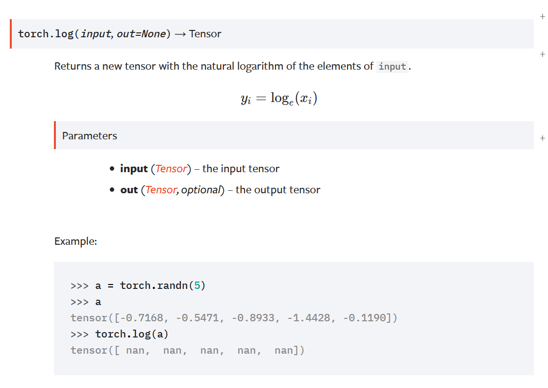 torch.log(input, out=None)使用举例CSDN博客