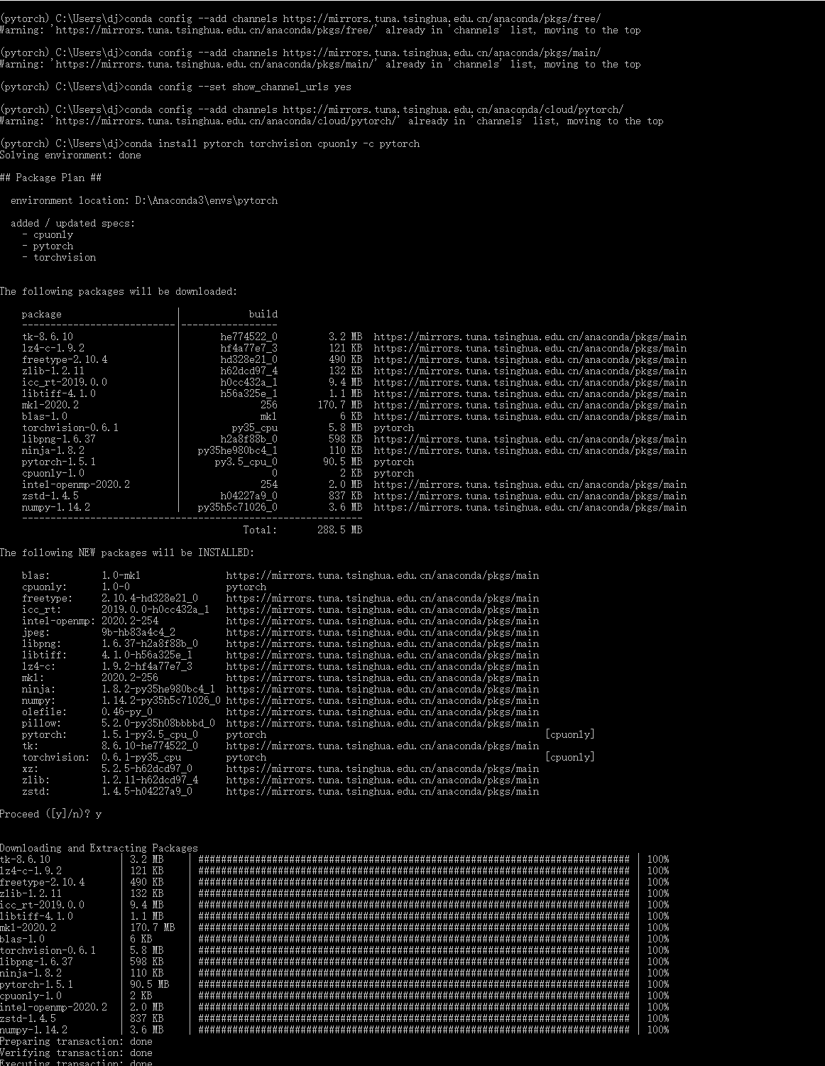 win10 anaconda下pytorch的安装