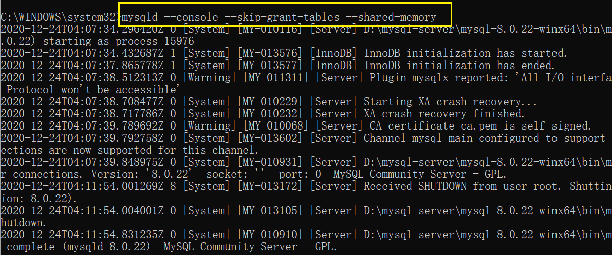 最新版MySQL 8.0.22忘记密码的处理方法_mysql8.0.22忘记密码-CSDN博客