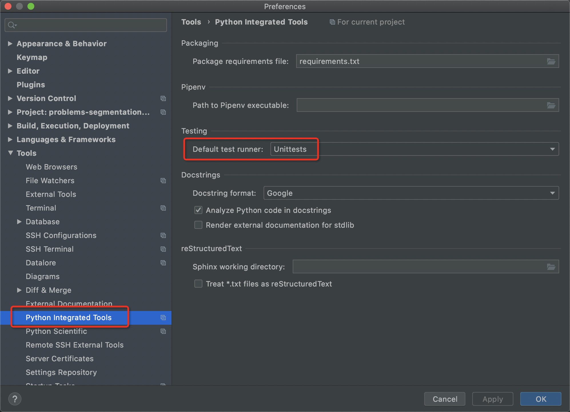 PyCharm 关闭 Test 功能