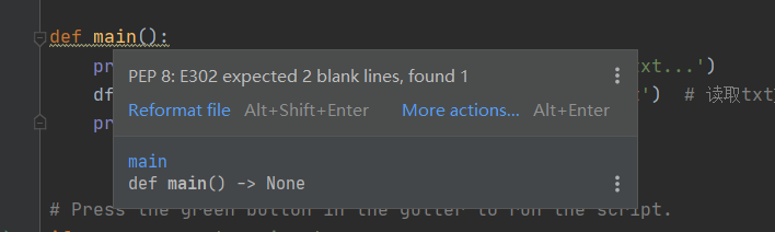 【PyCharm警告】PEP 8: E302 expected 2 blank lines, found 1-CSDN博客