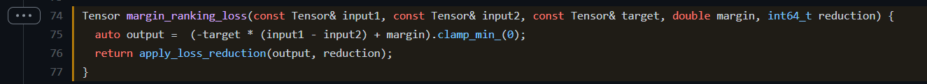Pytorch的MarginRankingLoss代码