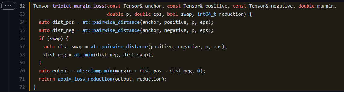 TripletMarginLoss源码