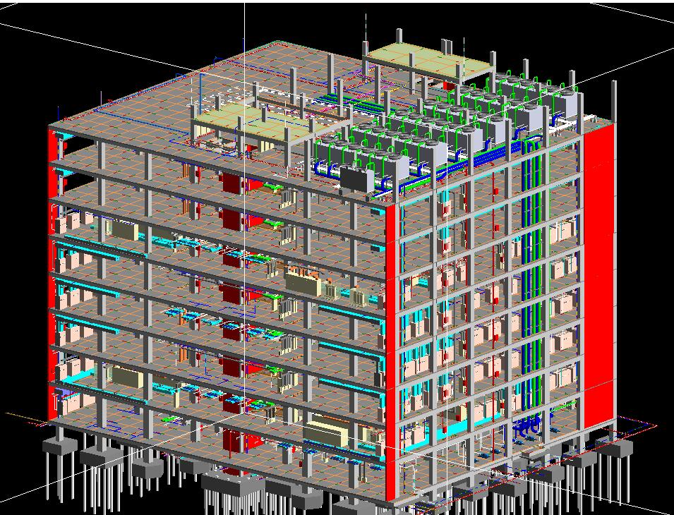 BIM模型文件下载——8层综合办公楼BIM项目Revit模型（建筑、结构、暖通、电气、给排水、MEP）