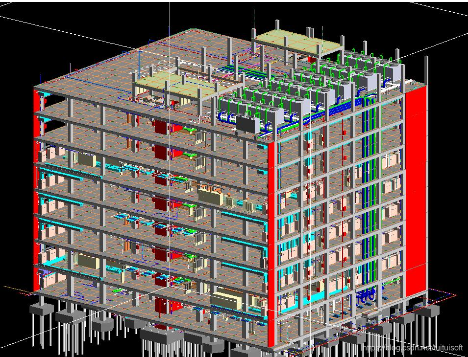 BIM模型文件下载——8层综合办公楼BIM项目Revit模型（建筑、结构、暖通、电气、给排水、MEP）
