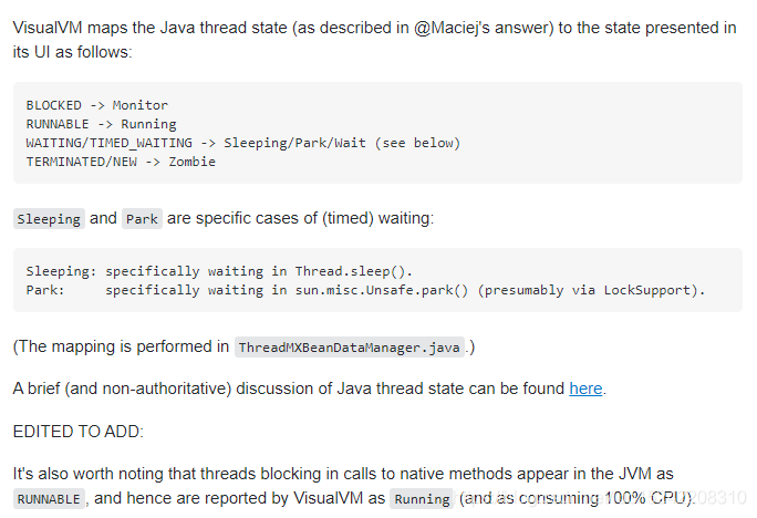 Java VisualVM Threads状态