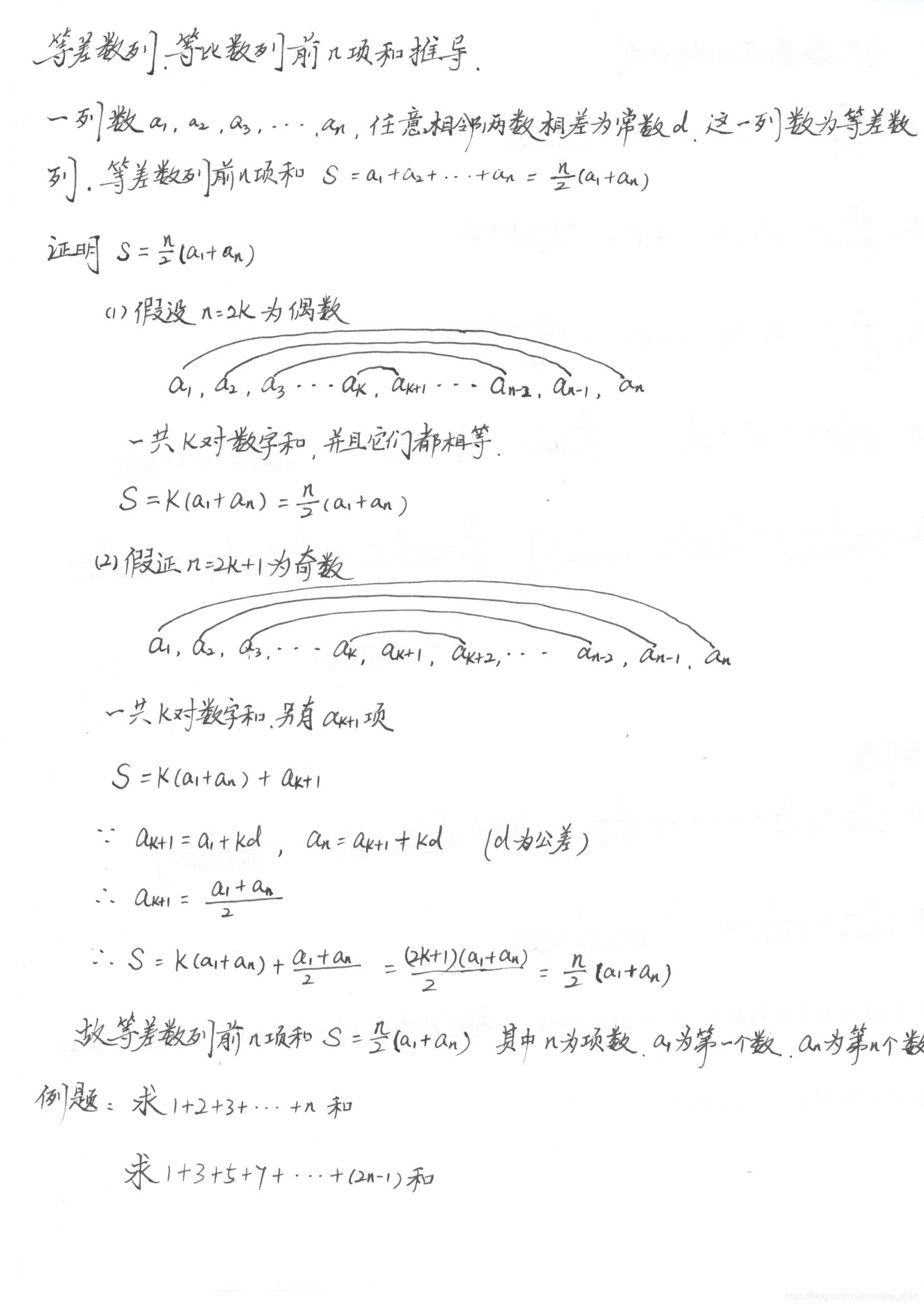 等差数列前n项和推导过程 Qixiang Chen的博客 Csdn博客 等差数列前n项和推导过程 Qixiang Chen的博客 Csdn博客