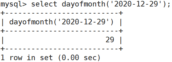 mysql dayofmonth