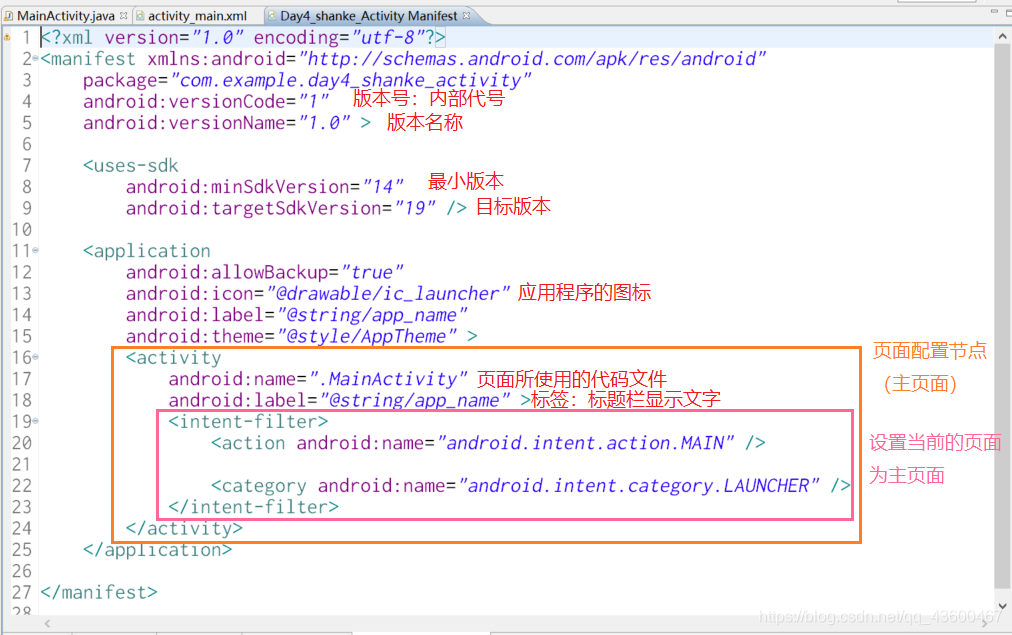 Manifest configuration file