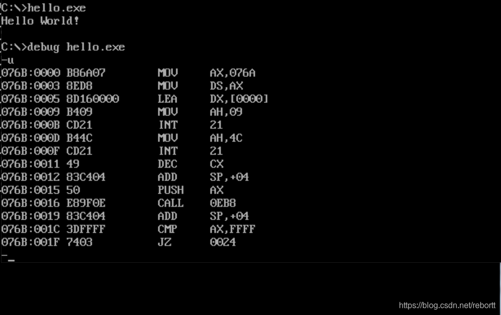 汇编——dosbox的debug常用指令_dosbox debug 调试汇编-CSDN博客