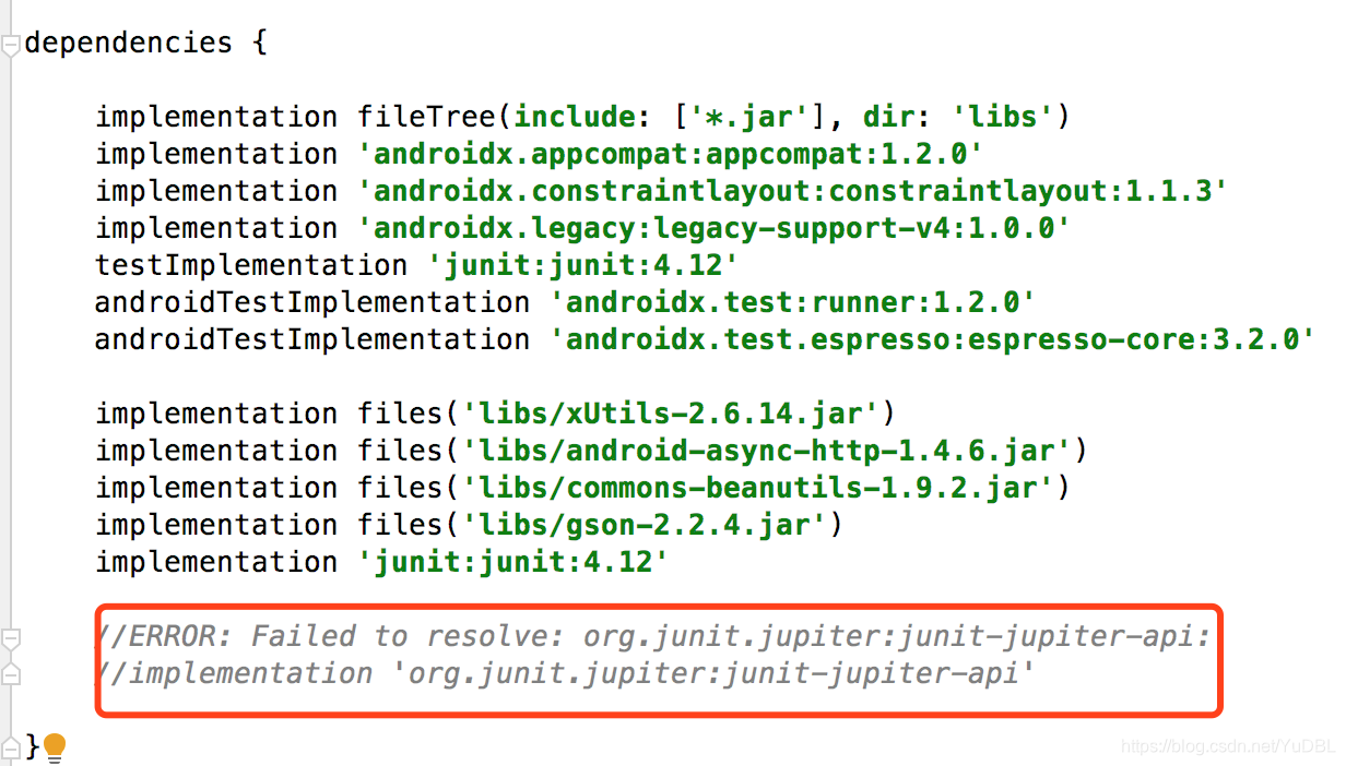 ERROR: Failed to resolve: org.junit.jupiter:junit-jupiter-api:_javase项目 ...