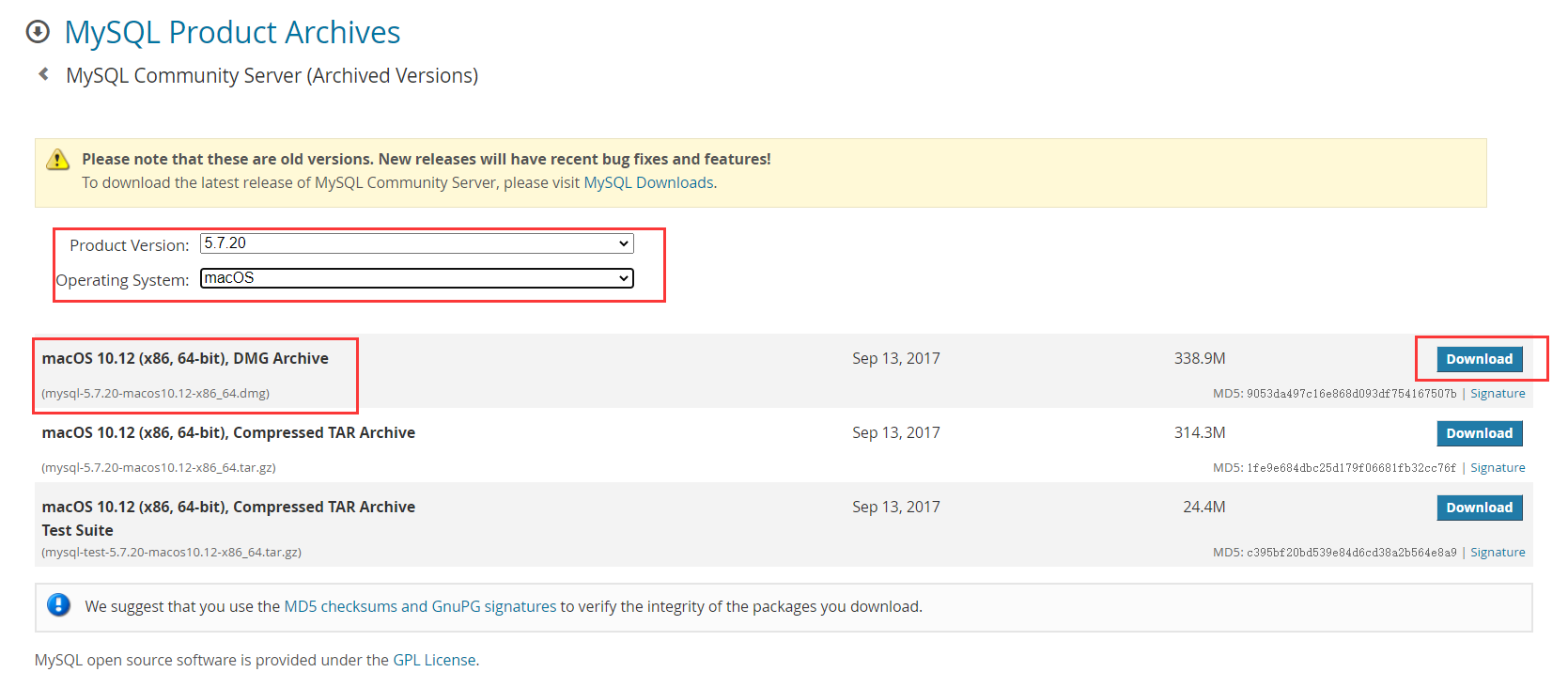 mysql 5.7 install mac