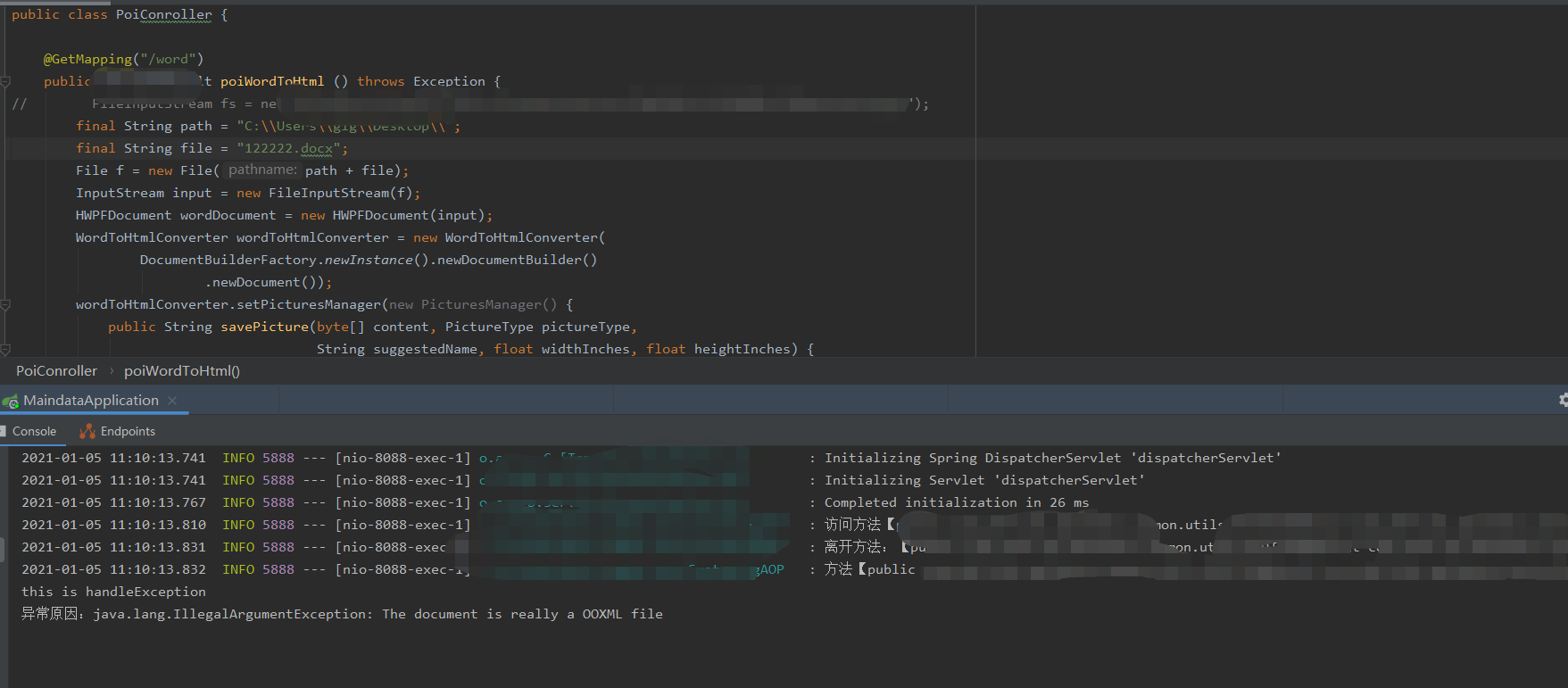 java.lang.IllegalArgumentException: The document is really a OOXML file ...