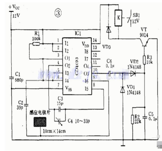 cd4093电容感应式控制电路