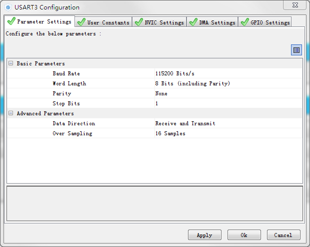 ▲ UART3的参数配置