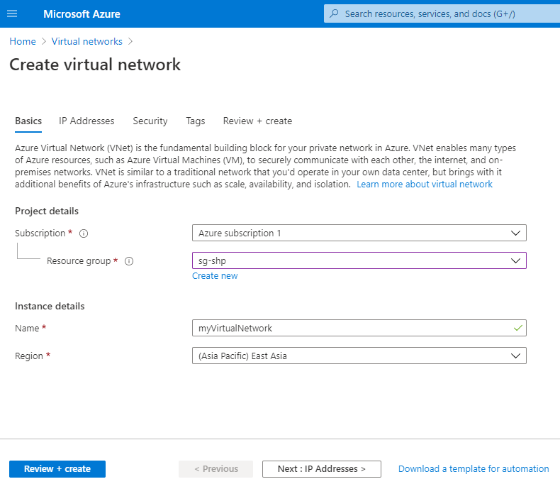 快速入门 使用azure 门户创建虚拟网络 Shenghuiping01的专栏 Csdn博客