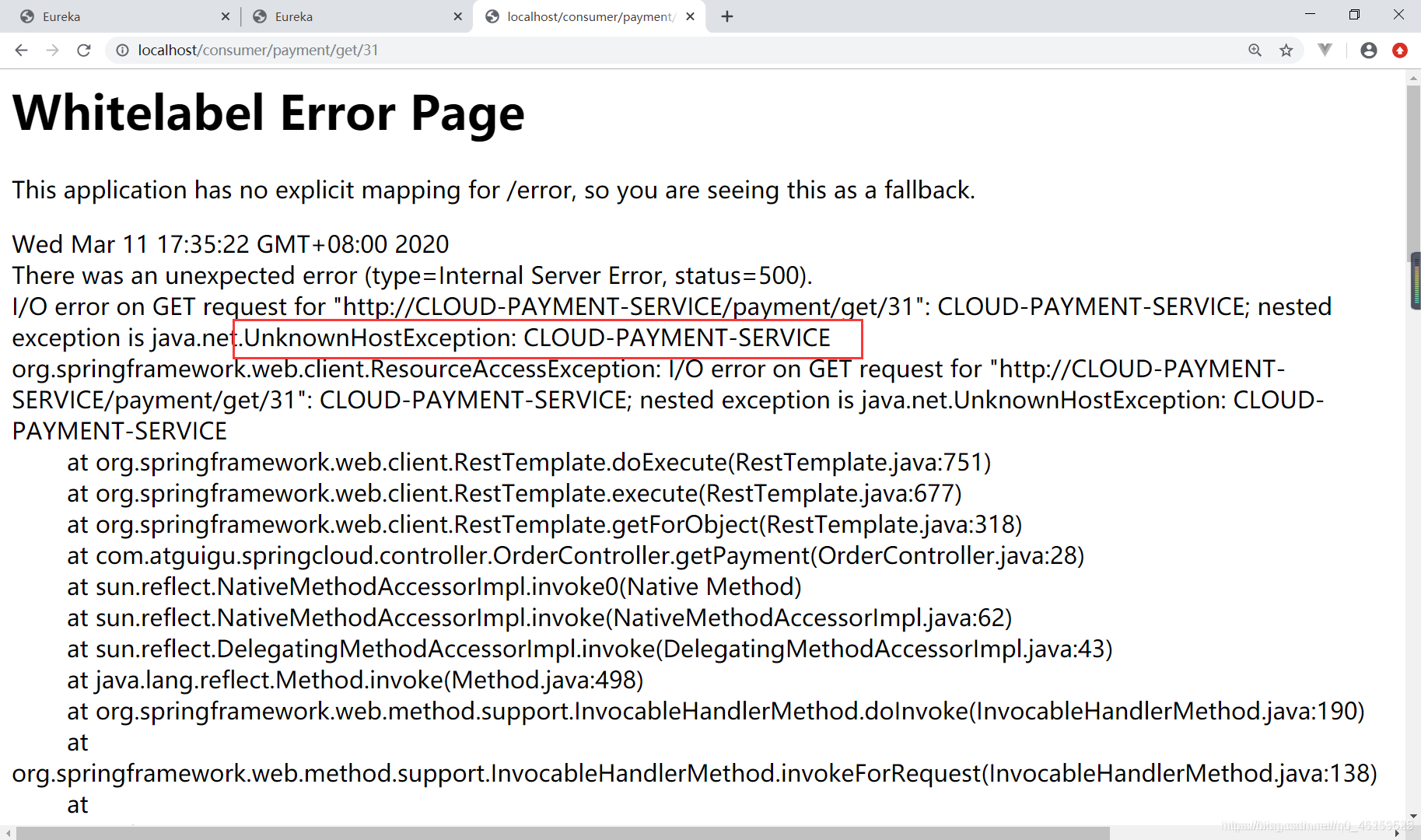 There Was An Unexpected Error (type=Internal Server Error, Status=500 ...