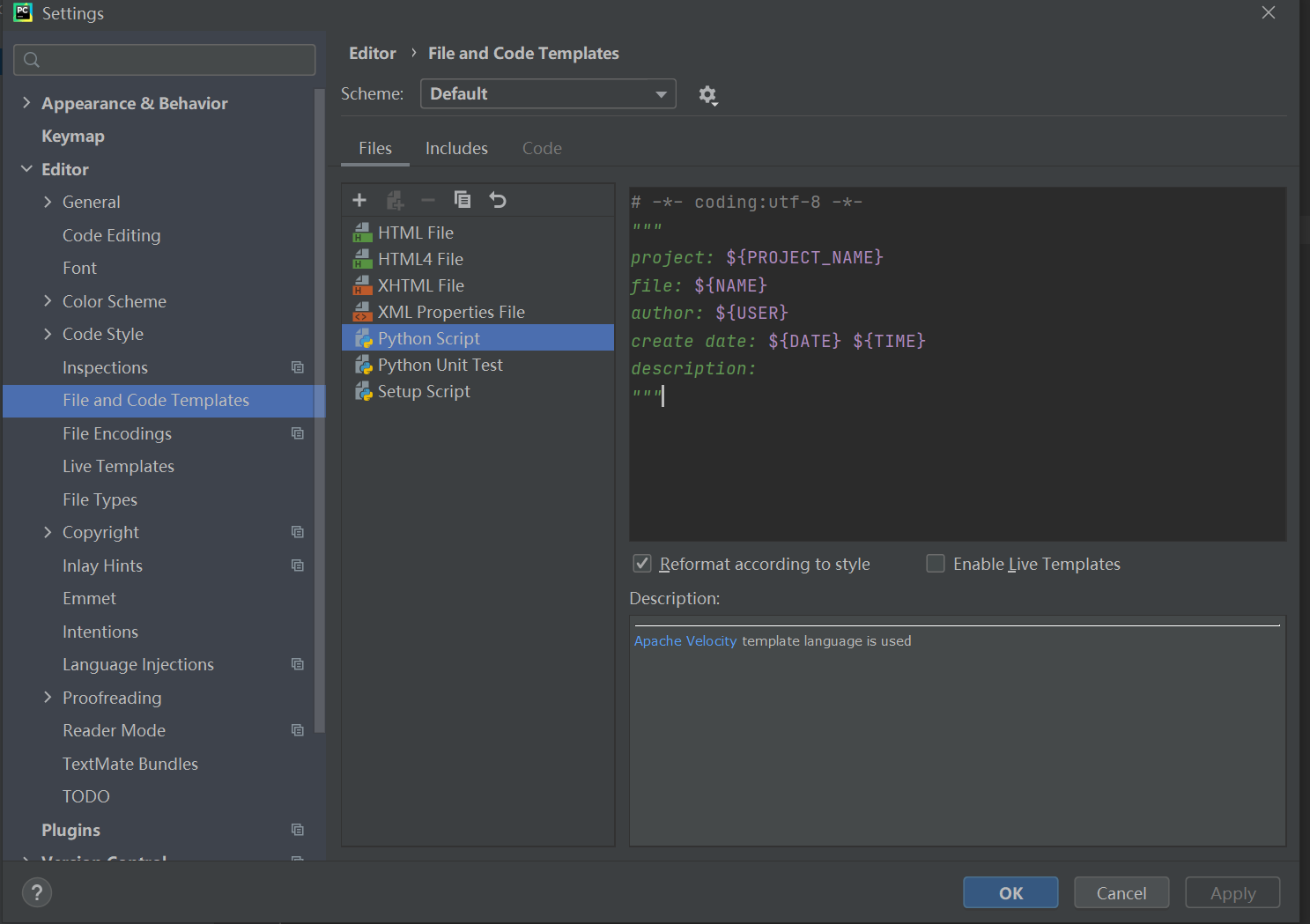 How to set a template in Pycharm - Programmer Sought