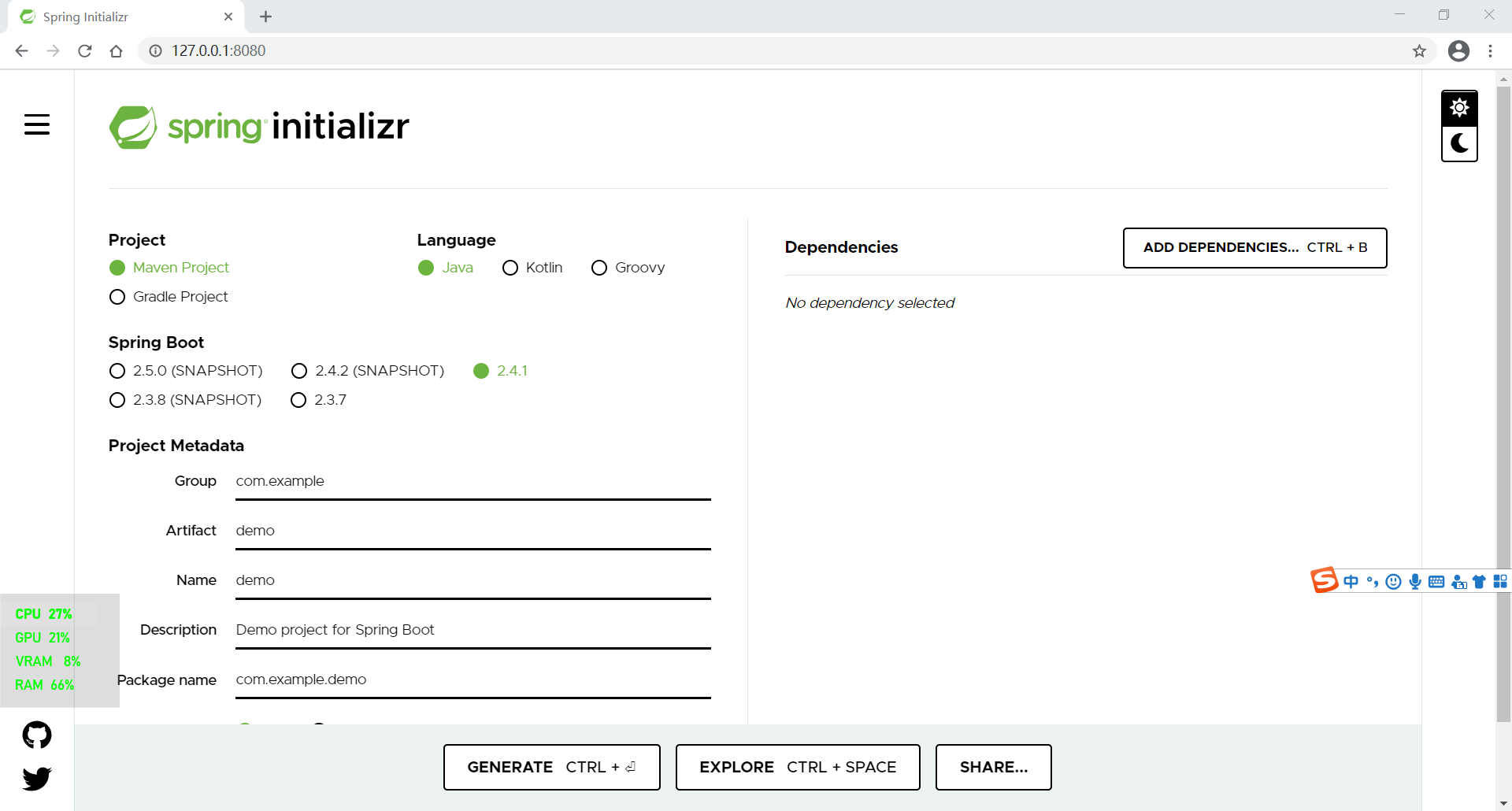 解决 start.spring.io 不能访问（使用