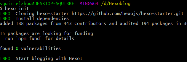 hexo init