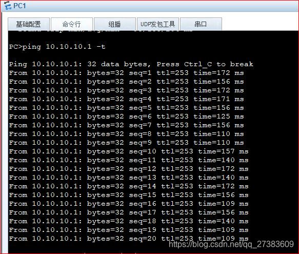 PC1 terminal ping router R3