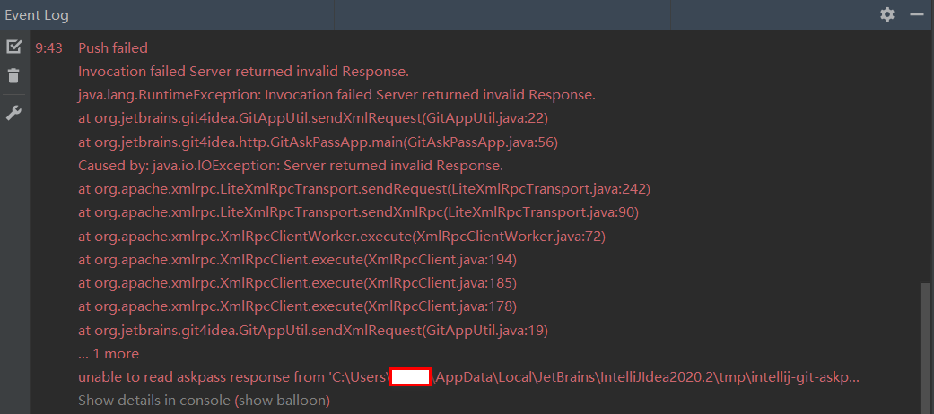 idea上传gitee报错unable to read askpass response from ‘C:\Users\####\AppData\Local\JetBrains\......