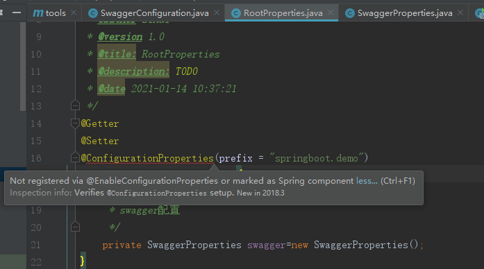 Not registered via @EnableConfigurationProperties or marked as Spring component