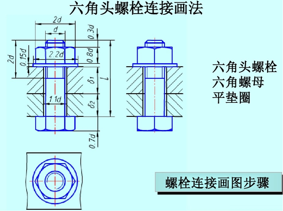 螺柱连接三视图图片