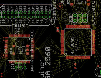 ▲ 显示飞线的PCB界面