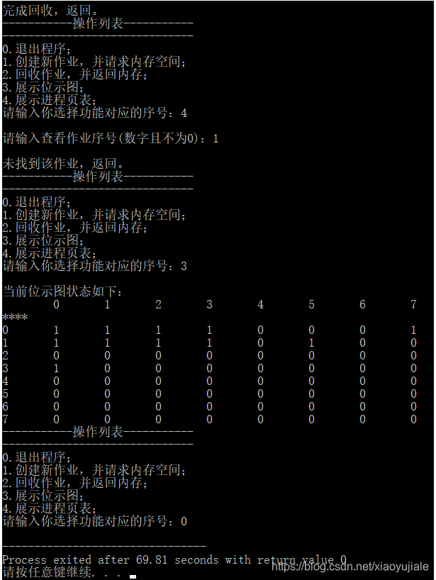 在分页式管理方式下采用位示图来表示主存分配情况，实现主存空间的分配和回收