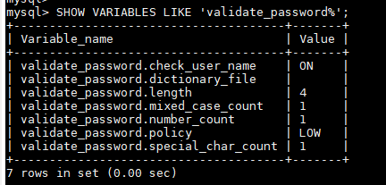 mysql 8.x修改密码规则