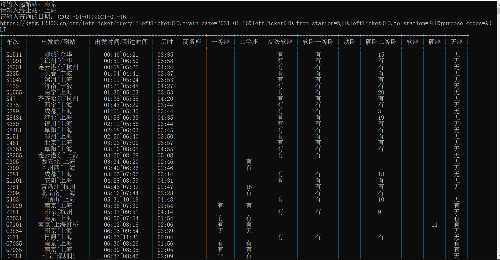 12306票务查询