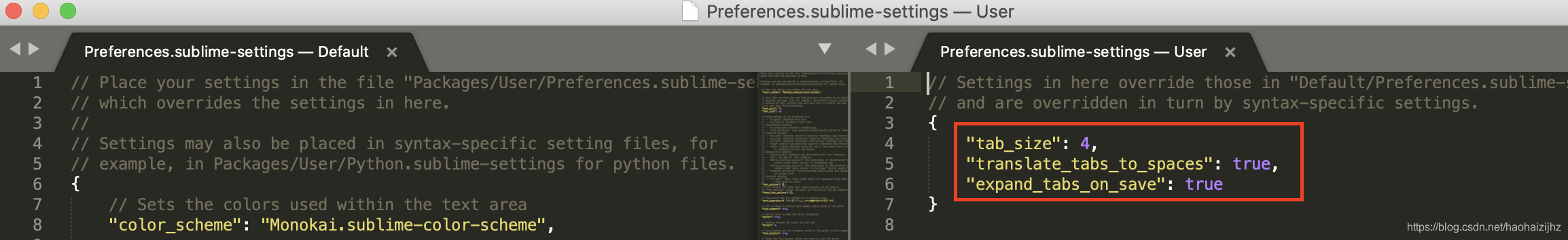 sublime text3使用空格缩进