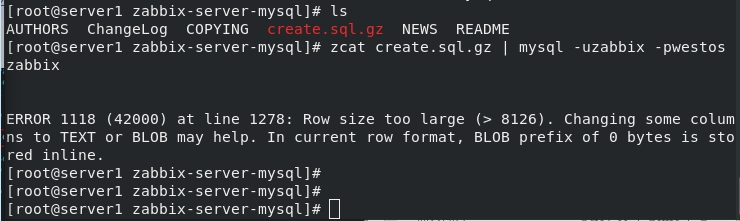 error 1118 (42000): row size too large (> 8126).