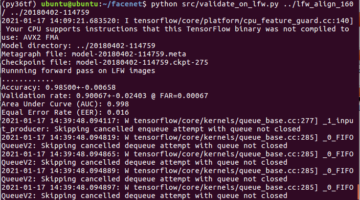 VM虚拟机Ubuntu16 运行facenet人脸识别源码