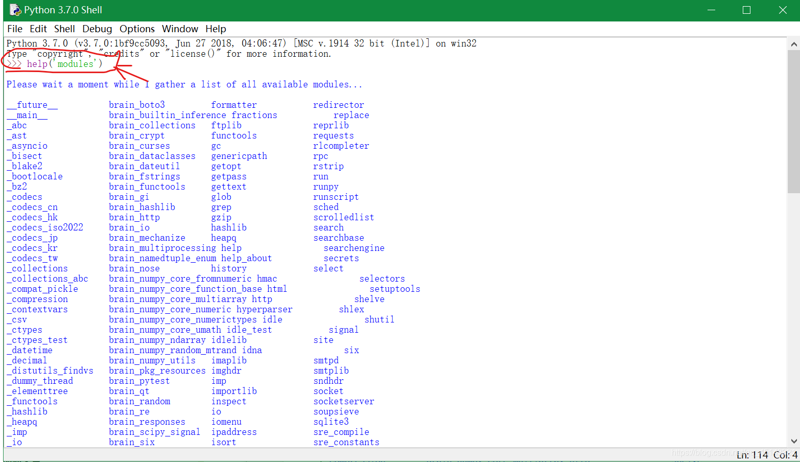  help('modules')