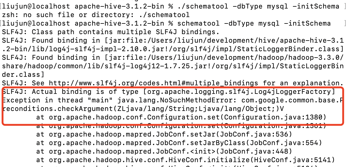 Hive安装常见问题_actual binding is of type